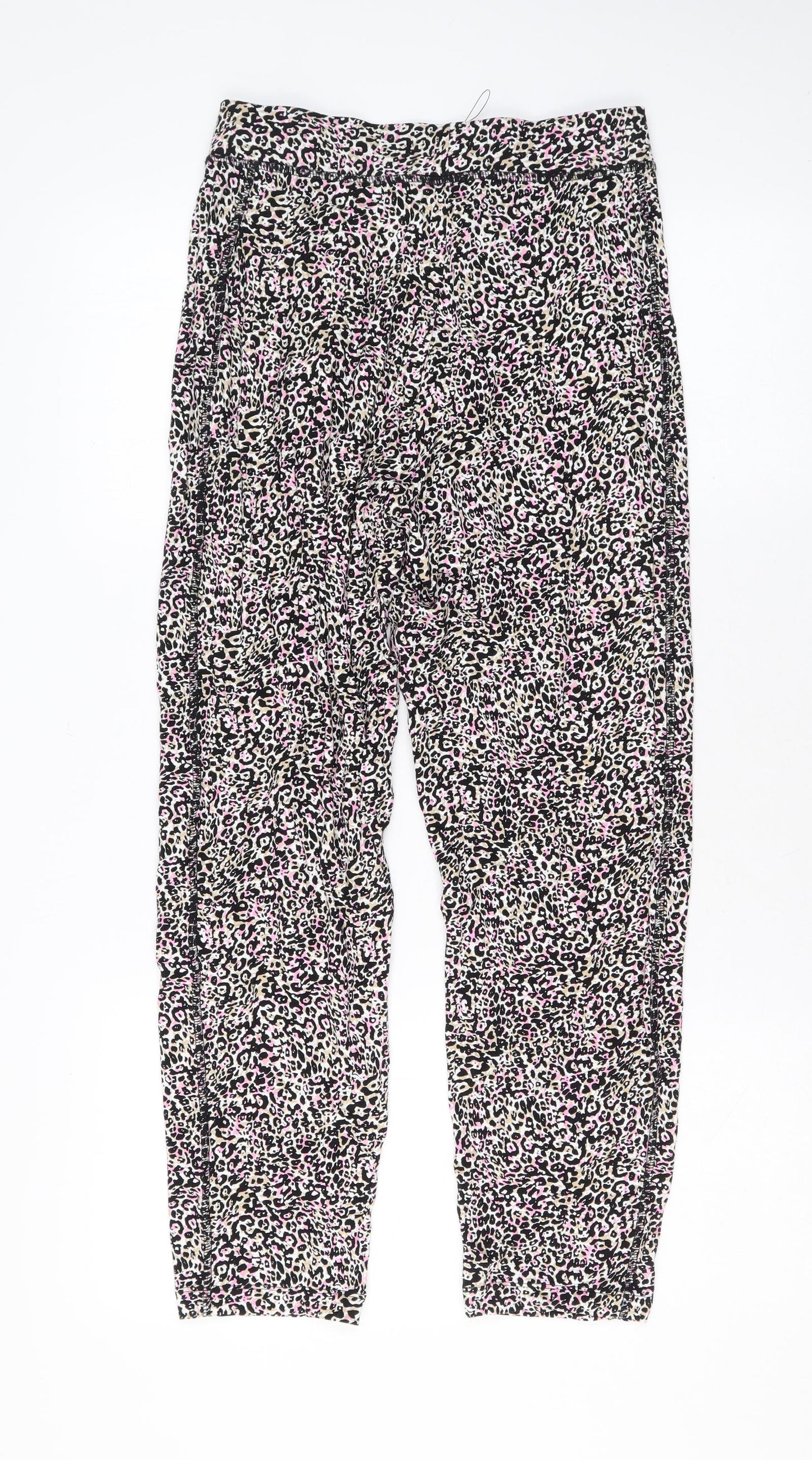 Marks and Spencer Womens Multicoloured Animal Print Viscose Jogger Trousers Size 8 L26 in Regular