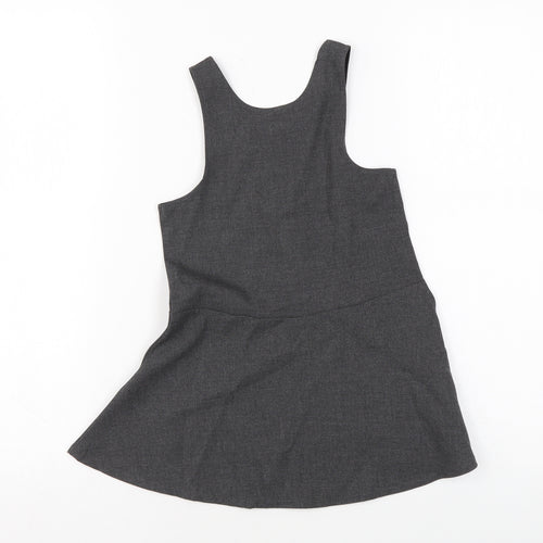 Marks and Spencer Girls Grey Polyester Skater Dress Size 2-3 Years Scoop Neck Zip