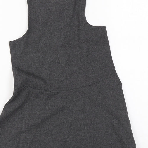 Marks and Spencer Girls Grey Polyester Skater Dress Size 2-3 Years Scoop Neck Zip