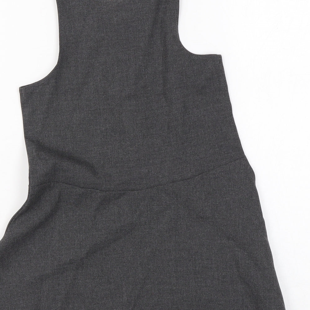 Marks and Spencer Girls Grey Polyester Skater Dress Size 2-3 Years Scoop Neck Zip