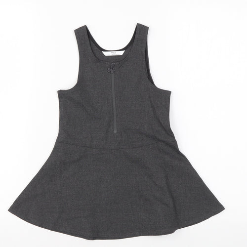 Marks and Spencer Girls Grey Polyester Skater Dress Size 2-3 Years Scoop Neck Zip