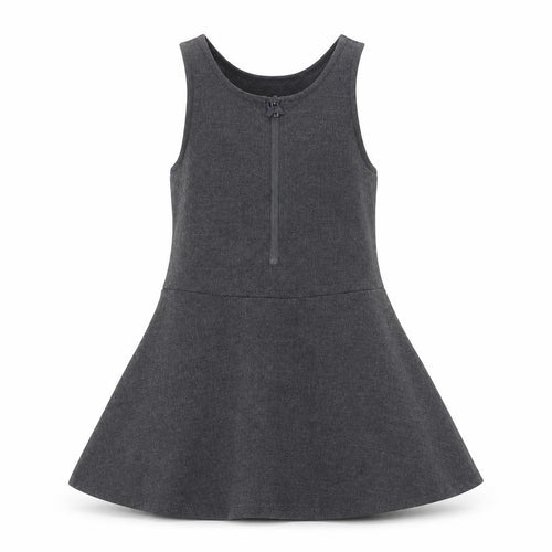 Marks and Spencer Girls Grey Polyester Skater Dress Size 2-3 Years Scoop Neck Zip