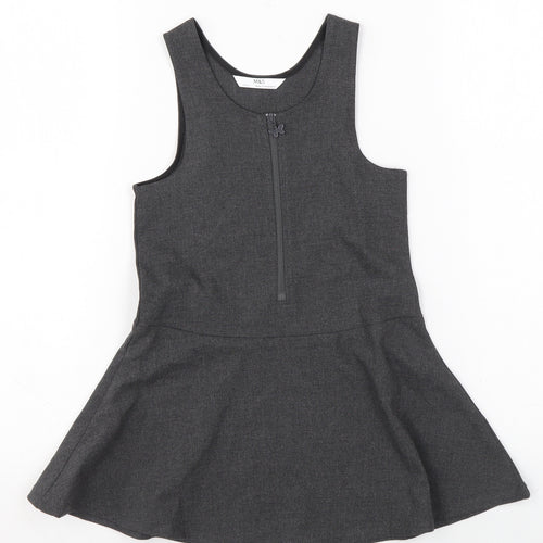 Marks and Spencer Girls Grey Polyester Skater Dress Size 3-4 Years Scoop Neck Zip