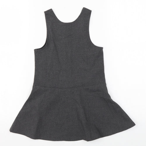 Marks and Spencer Girls Grey Polyester Skater Dress Size 3-4 Years Scoop Neck Zip