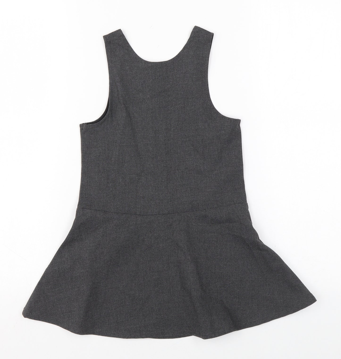 Marks and Spencer Girls Grey Polyester Skater Dress Size 3-4 Years Scoop Neck Zip