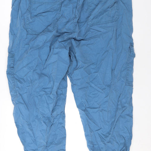 Marks and Spencer Womens Blue Lyocell Cargo Trousers Size 22 L20 in Regular Zip