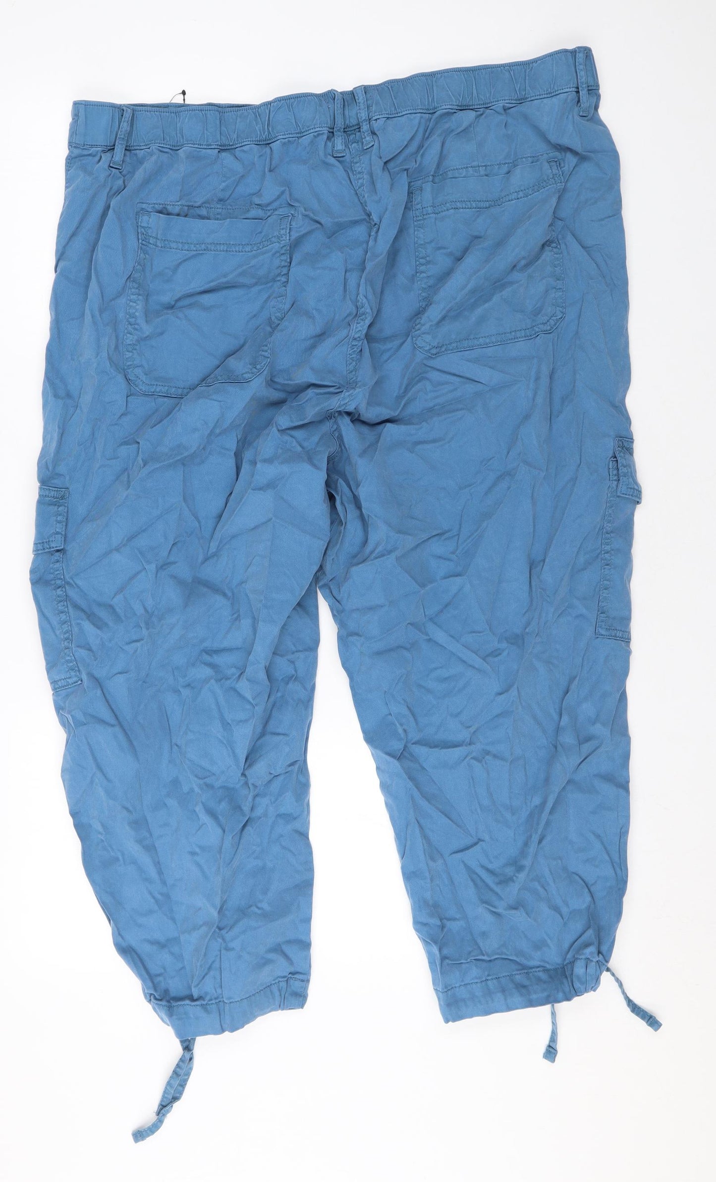Marks and Spencer Womens Blue Lyocell Cargo Trousers Size 22 L20 in Regular Zip