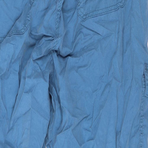 Marks and Spencer Womens Blue Lyocell Cargo Trousers Size 22 L20 in Regular Zip