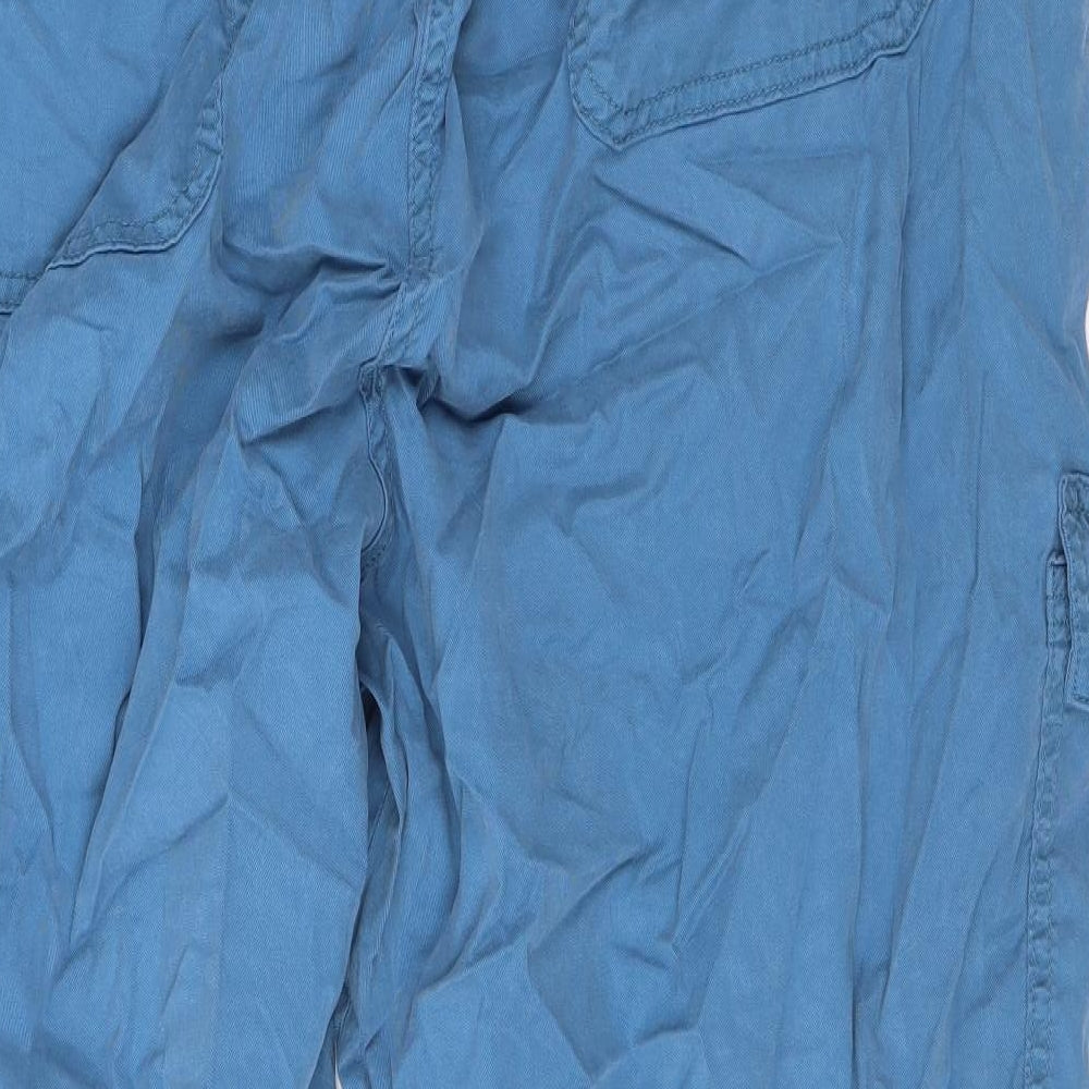 Marks and Spencer Womens Blue Lyocell Cargo Trousers Size 22 L20 in Regular Zip