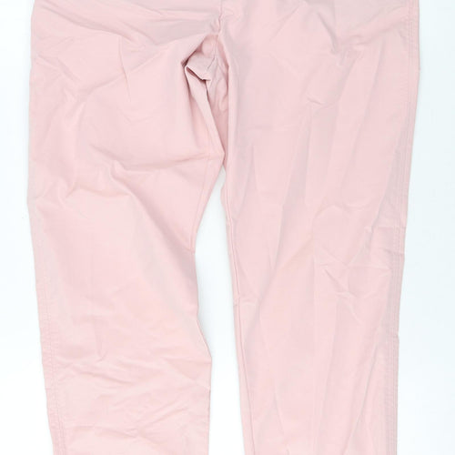 Marks and Spencer Womens Pink Cotton Trousers Size 8 L28 in Regular Zip