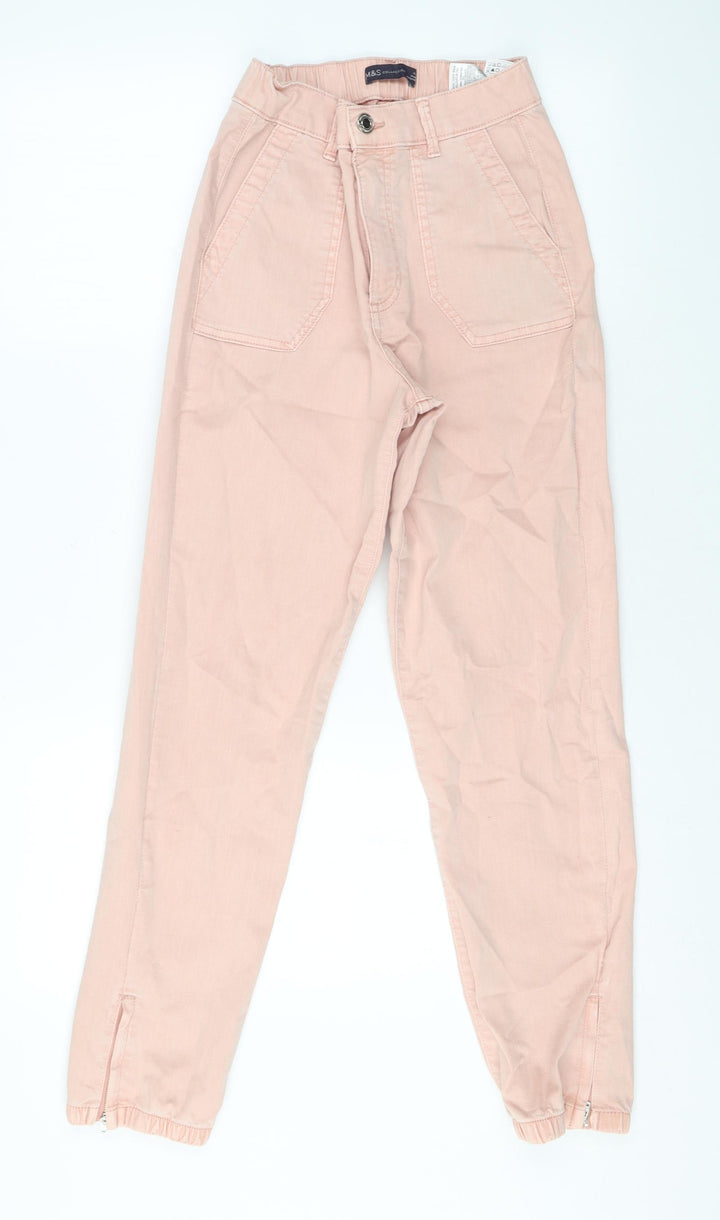 Marks and Spencer Womens Pink Cotton Skinny Jeans Size 6 L27 in Regular Zip