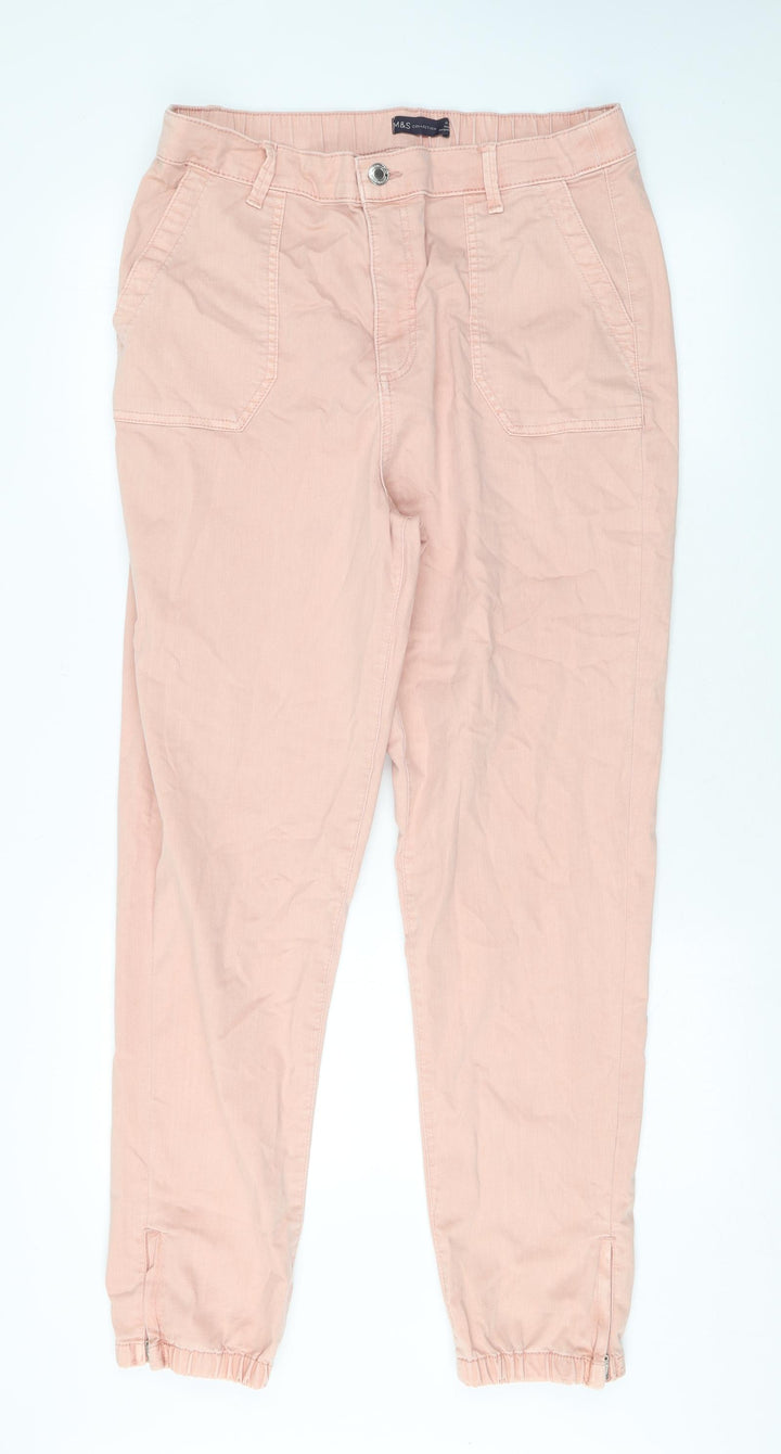 Marks and Spencer Womens Pink Cotton Skinny Jeans Size 16 L29 in Regular