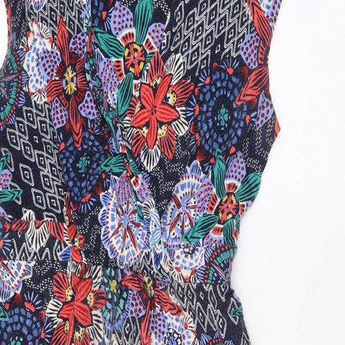Monsoon Womens Multicoloured Geometric Viscose Skater Dress Size 8 V-Neck Pullover