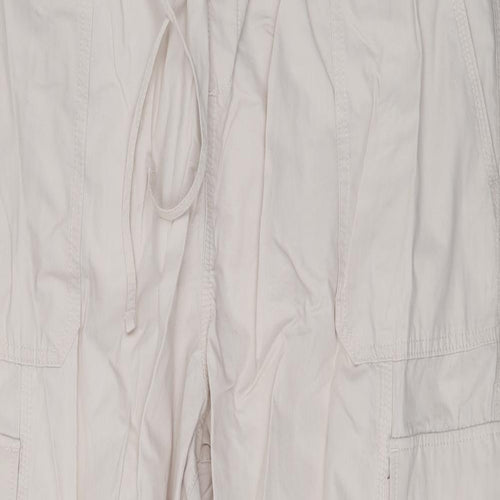 Marks and Spencer Womens Beige Cotton Cargo Trousers Size 20 L25 in Regular Zip