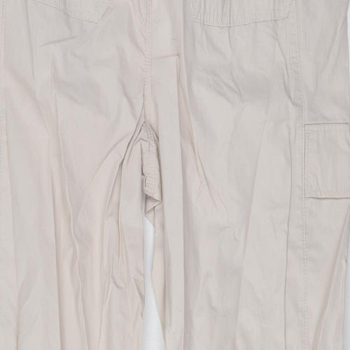 Marks and Spencer Womens Beige Cotton Cargo Trousers Size 20 L25 in Regular Zip