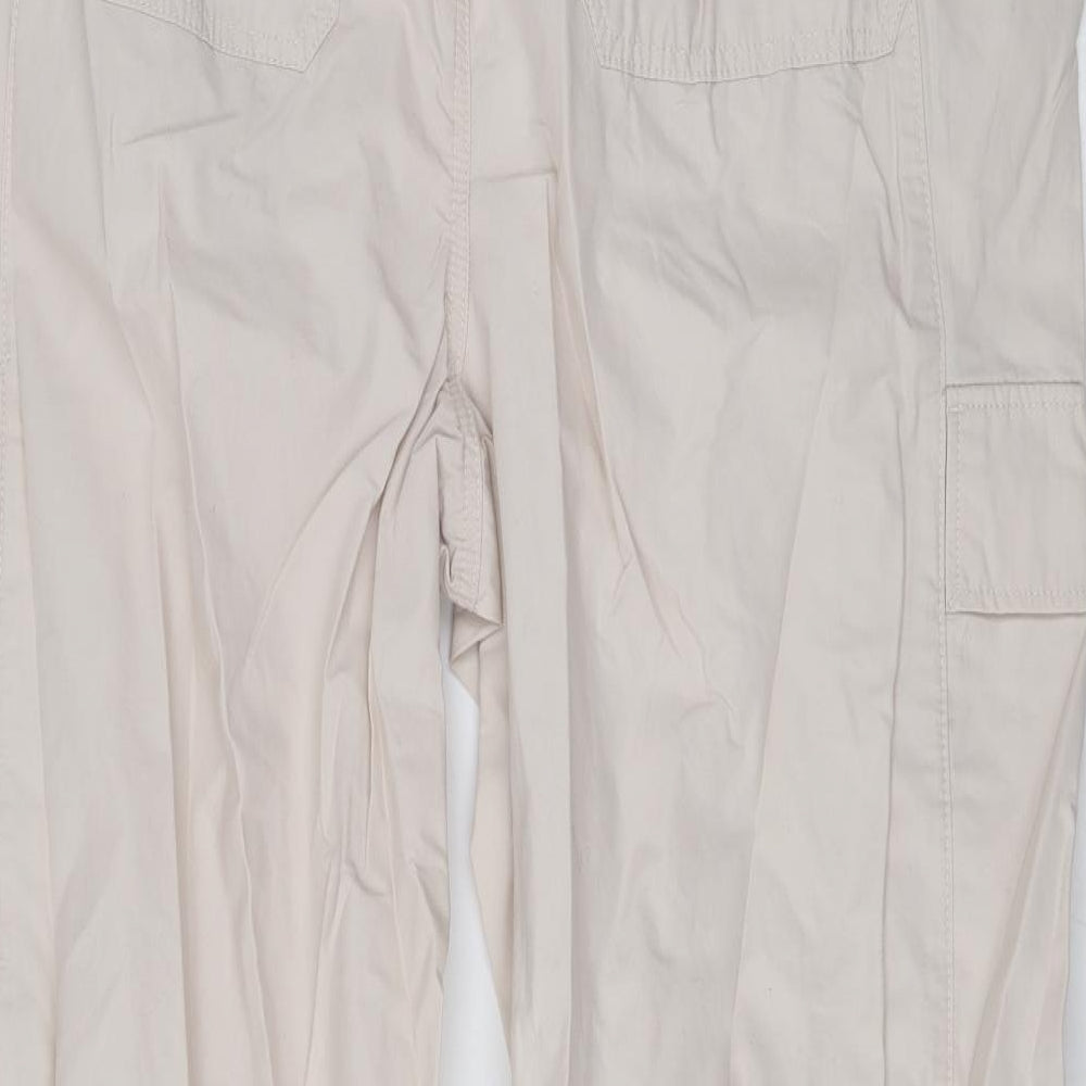 Marks and Spencer Womens Beige Cotton Cargo Trousers Size 20 L25 in Regular Zip