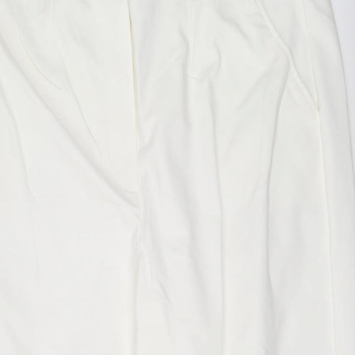 Marks and Spencer Womens White Cotton Cropped Trousers Size 22 L20 in Regular Zip