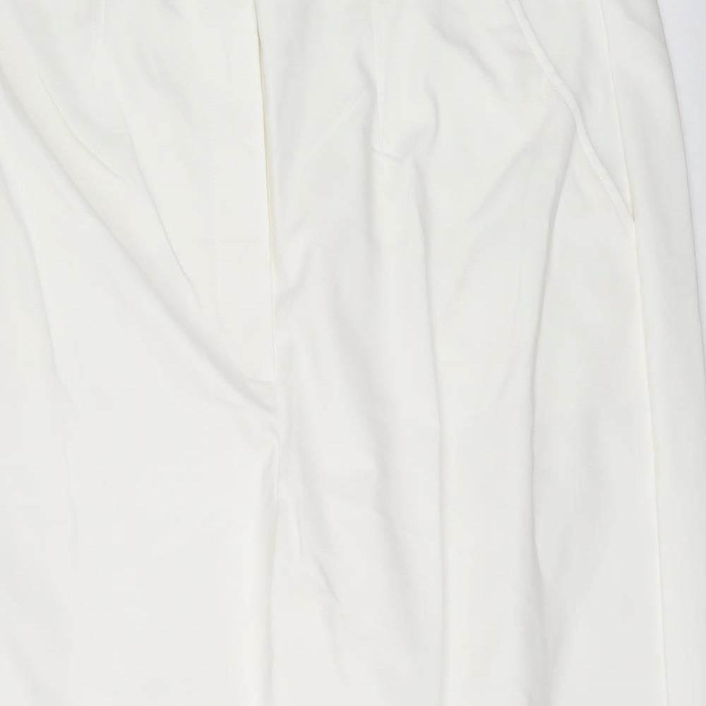 Marks and Spencer Womens White Cotton Cropped Trousers Size 22 L20 in Regular Zip