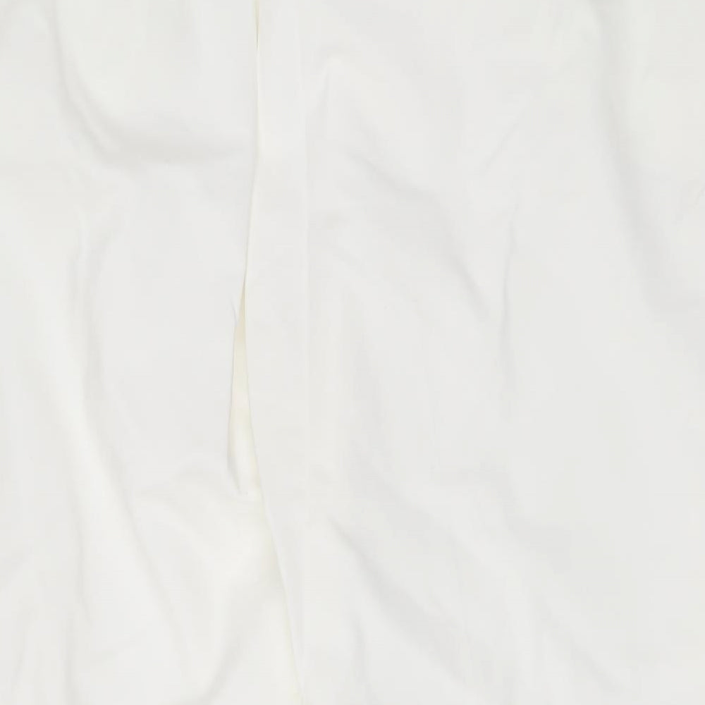 Marks and Spencer Womens White Cotton Cropped Trousers Size 22 L20 in Regular Zip