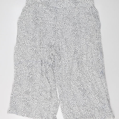 Marks and Spencer Womens White Polka Dot Polyester Cropped Trousers Size 16 L22 in Regular