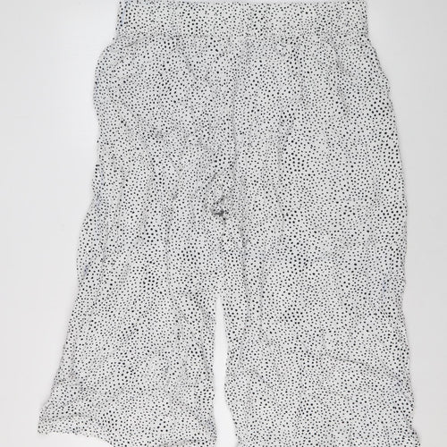 Marks and Spencer Womens White Polka Dot Polyester Cropped Trousers Size 16 L22 in Regular