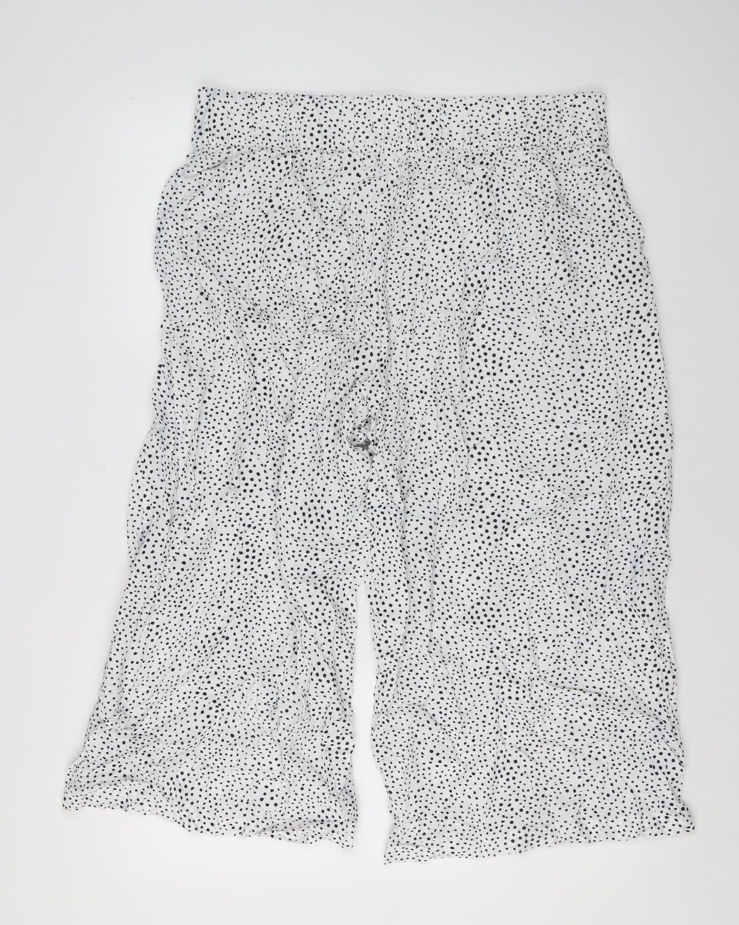 Marks and Spencer Womens White Polka Dot Polyester Cropped Trousers Size 16 L22 in Regular