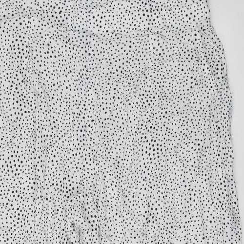 Marks and Spencer Womens White Polka Dot Polyester Cropped Trousers Size 16 L22 in Regular