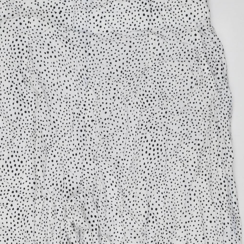 Marks and Spencer Womens White Polka Dot Polyester Cropped Trousers Size 16 L22 in Regular