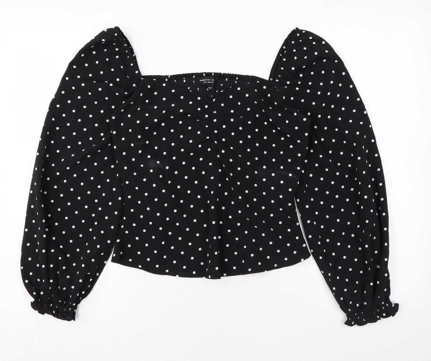 Dorothy Perkins Womens Black Polka Dot Polyester Basic Blouse Size 10 Sweetheart