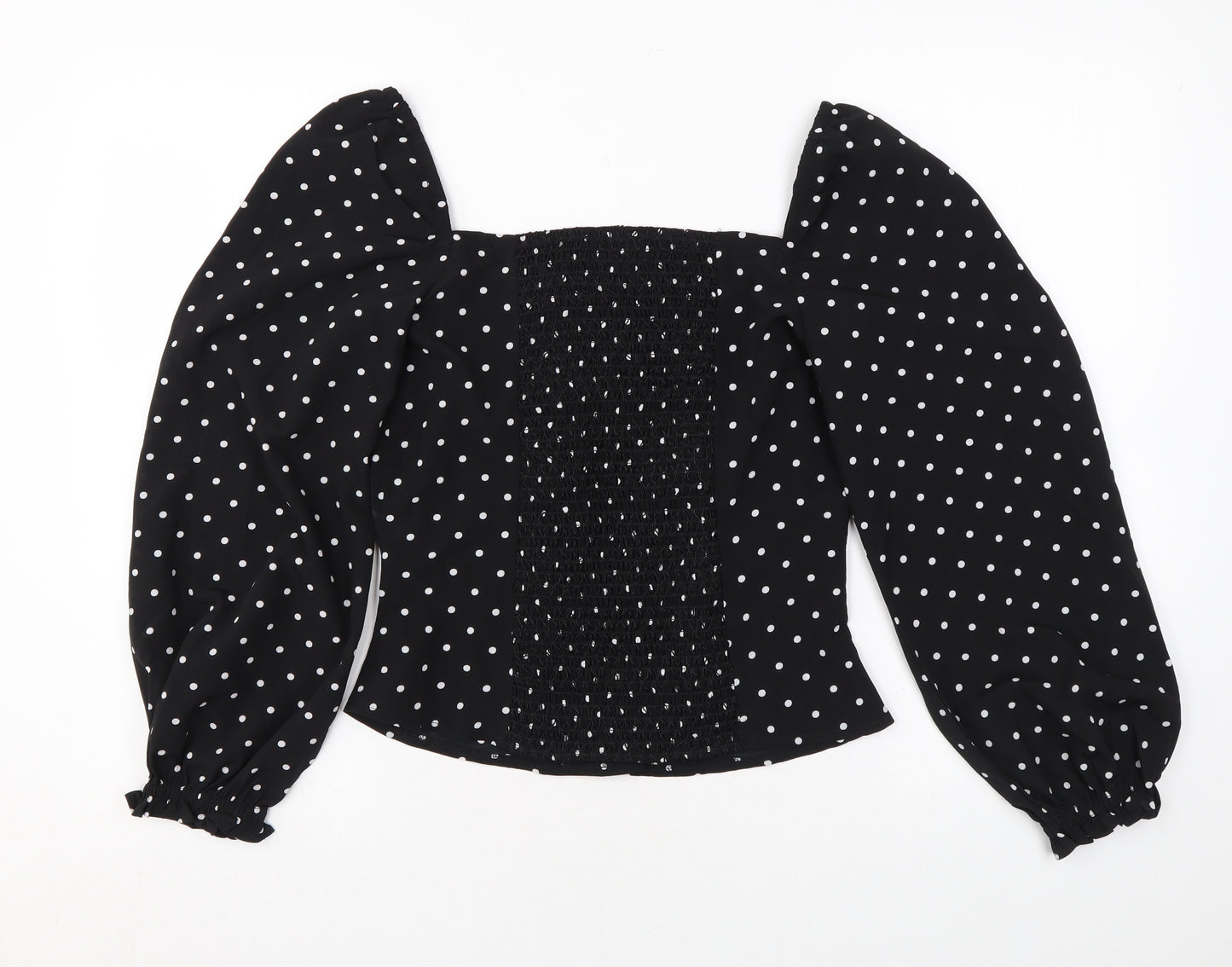 Dorothy Perkins Womens Black Polka Dot Polyester Basic Blouse Size 10 Sweetheart