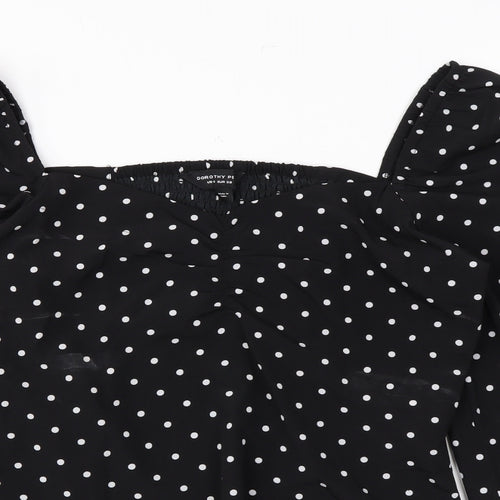 Dorothy Perkins Womens Black Polka Dot Polyester Basic Blouse Size 10 Sweetheart