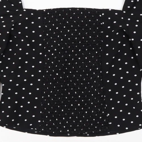 Dorothy Perkins Womens Black Polka Dot Polyester Basic Blouse Size 10 Sweetheart