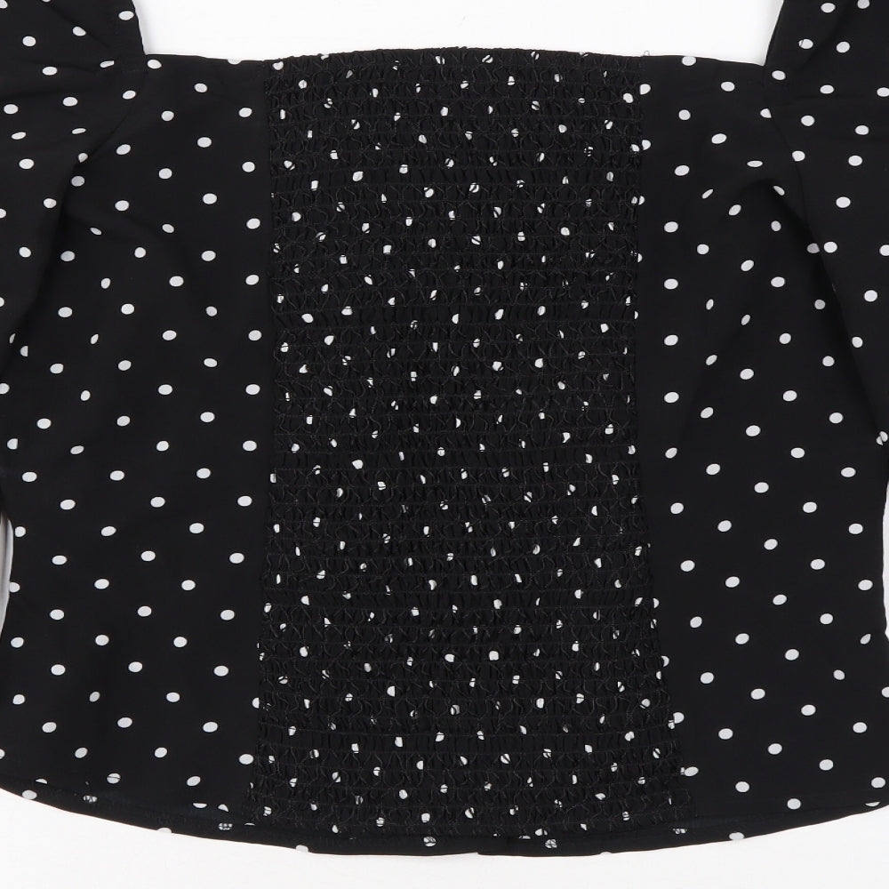 Dorothy Perkins Womens Black Polka Dot Polyester Basic Blouse Size 10 Sweetheart