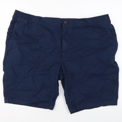 Marks and Spencer Mens Blue Cotton Chino Shorts Size 2XL L8 in Regular Zip
