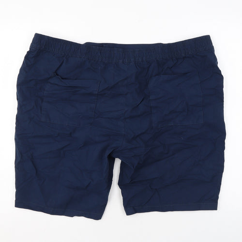 Marks and Spencer Mens Blue Cotton Chino Shorts Size 2XL L8 in Regular Zip
