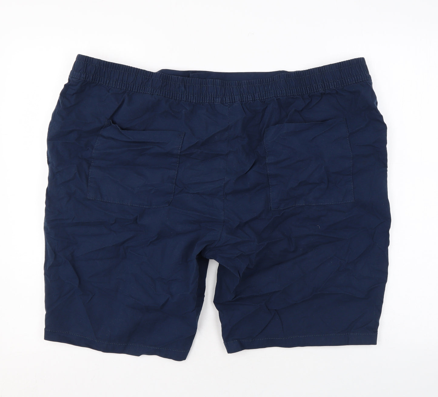 Marks and Spencer Mens Blue Cotton Chino Shorts Size 2XL L8 in Regular Zip