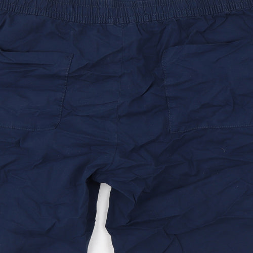 Marks and Spencer Mens Blue Cotton Chino Shorts Size 2XL L8 in Regular Zip