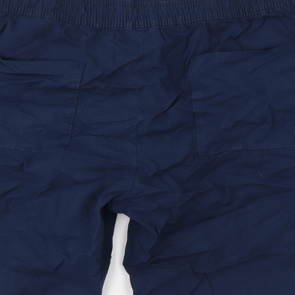 Marks and Spencer Mens Blue Cotton Chino Shorts Size 2XL L8 in Regular Zip