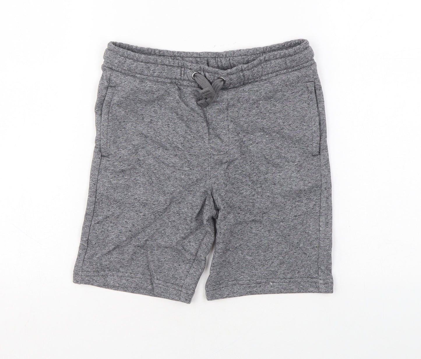 Marks and Spencer Boys Grey Cotton Sweat Shorts Size 7-8 Years Regular Drawstring