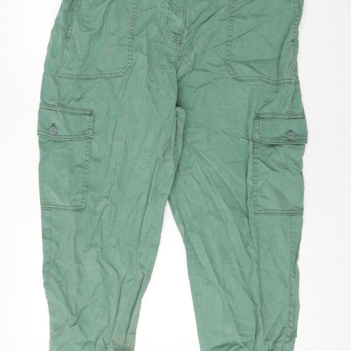 Marks and Spencer Womens Green Lyocell Cargo Trousers Size 20 L24 in Regular Zip