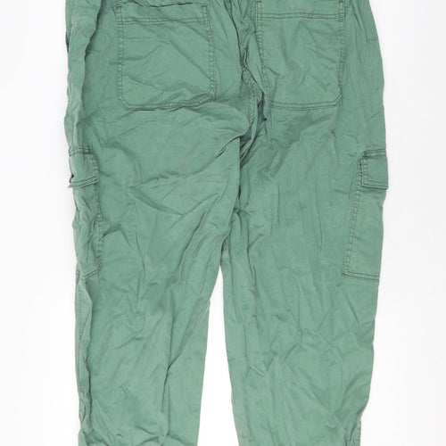 Marks and Spencer Womens Green Lyocell Cargo Trousers Size 20 L24 in Regular Zip