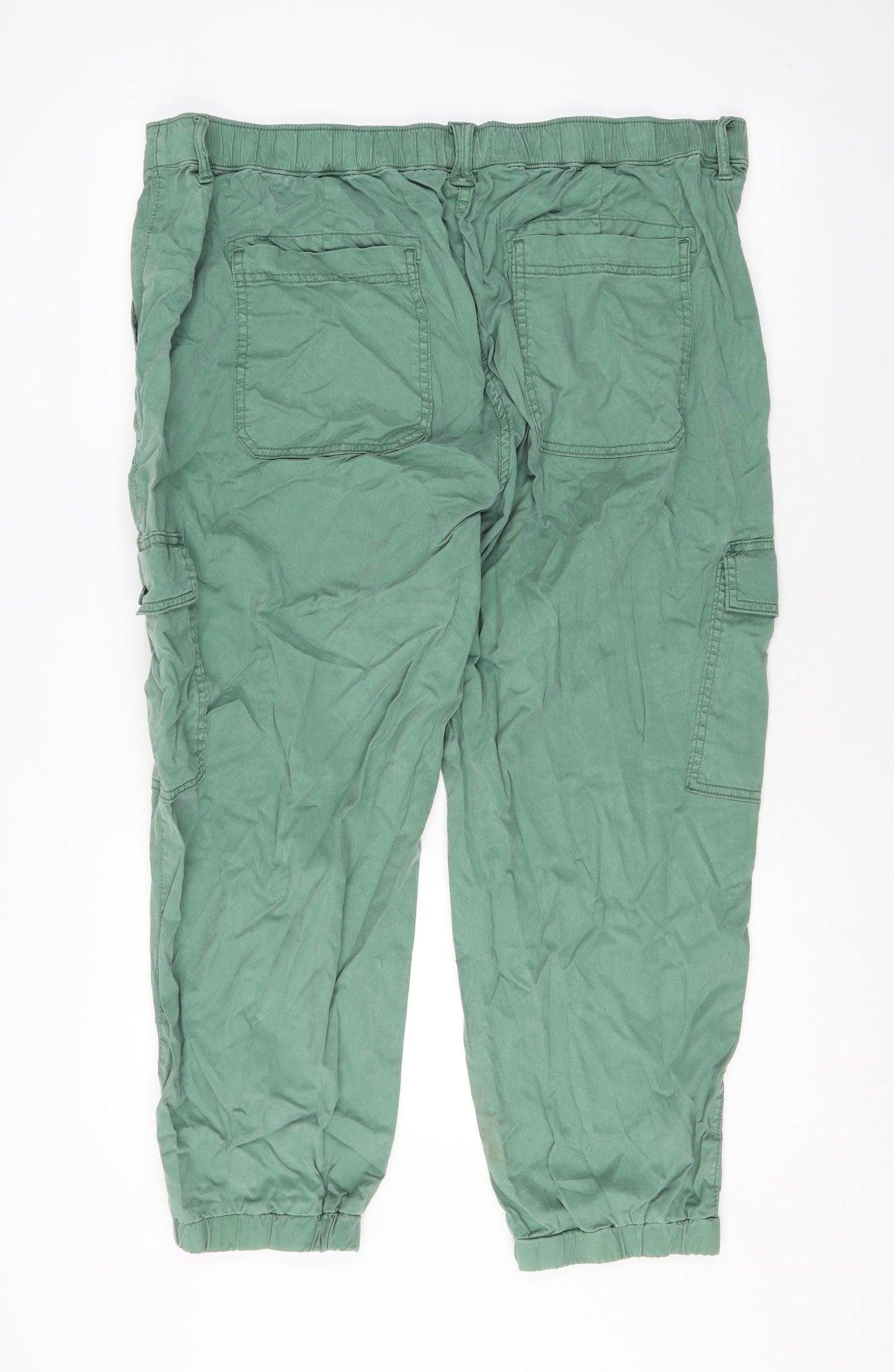 Marks and Spencer Womens Green Lyocell Cargo Trousers Size 20 L24 in Regular Zip
