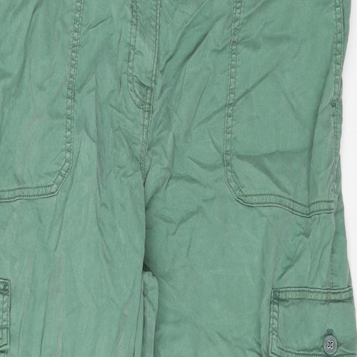 Marks and Spencer Womens Green Lyocell Cargo Trousers Size 20 L24 in Regular Zip