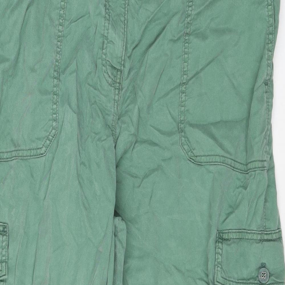 Marks and Spencer Womens Green Lyocell Cargo Trousers Size 20 L24 in Regular Zip