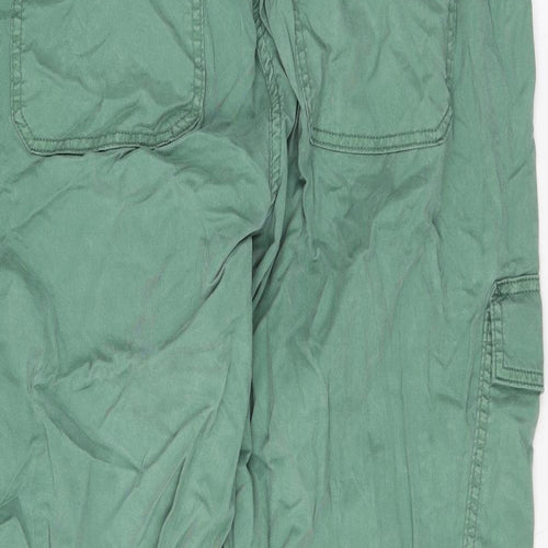 Marks and Spencer Womens Green Lyocell Cargo Trousers Size 20 L24 in Regular Zip
