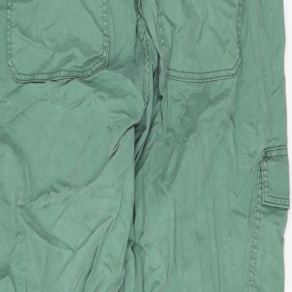 Marks and Spencer Womens Green Lyocell Cargo Trousers Size 20 L24 in Regular Zip