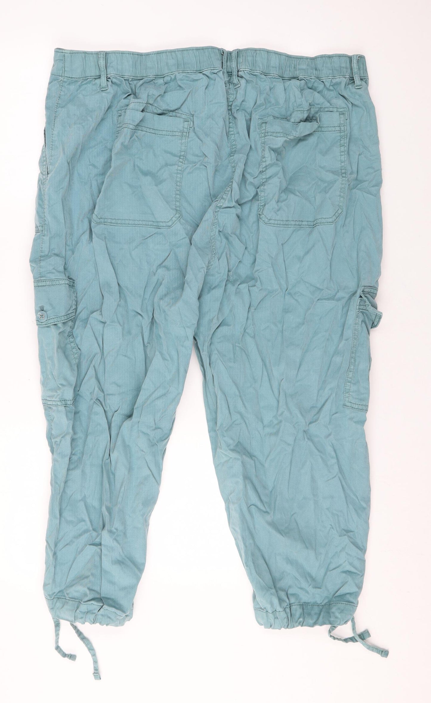 Marks and Spencer Womens Blue Lyocell Cargo Trousers Size 22 L21 in Regular Zip