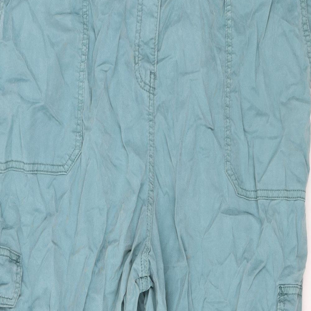 Marks and Spencer Womens Blue Lyocell Cargo Trousers Size 22 L21 in Regular Zip