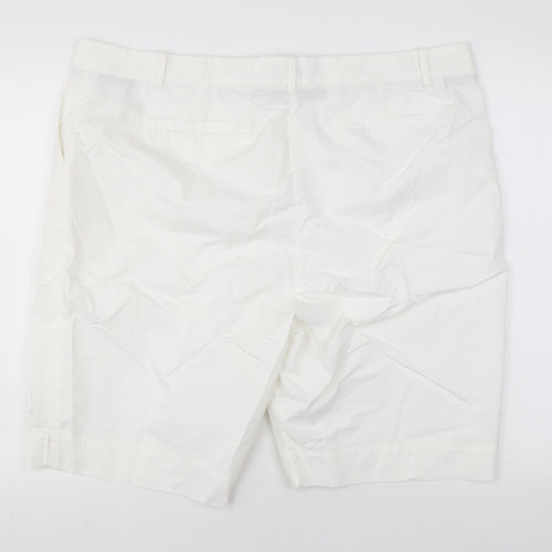 Marks and Spencer Womens White Cotton Chino Shorts Size 22 L11 in Regular Zip