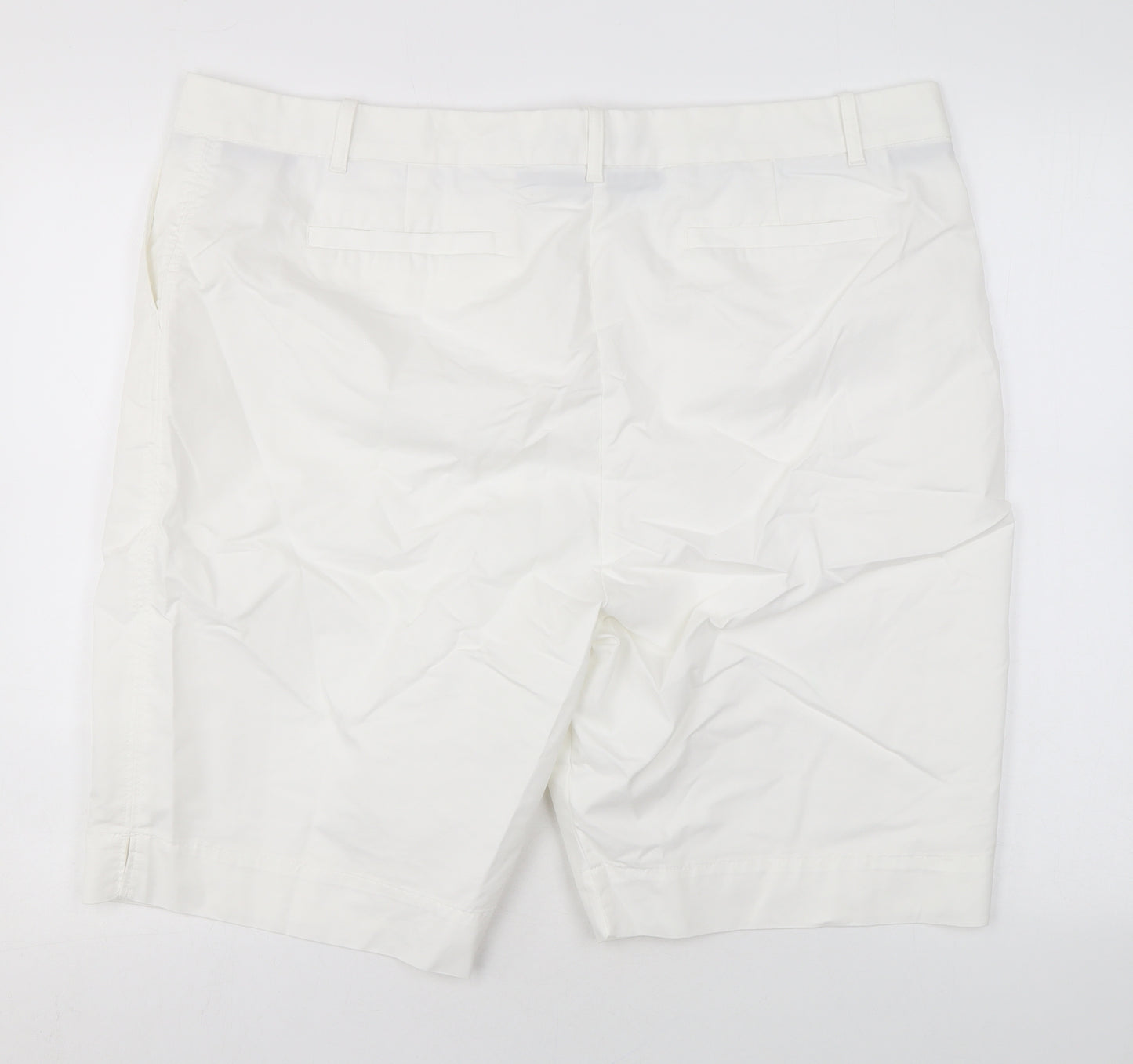 Marks and Spencer Womens White Cotton Chino Shorts Size 22 L11 in Regular Zip